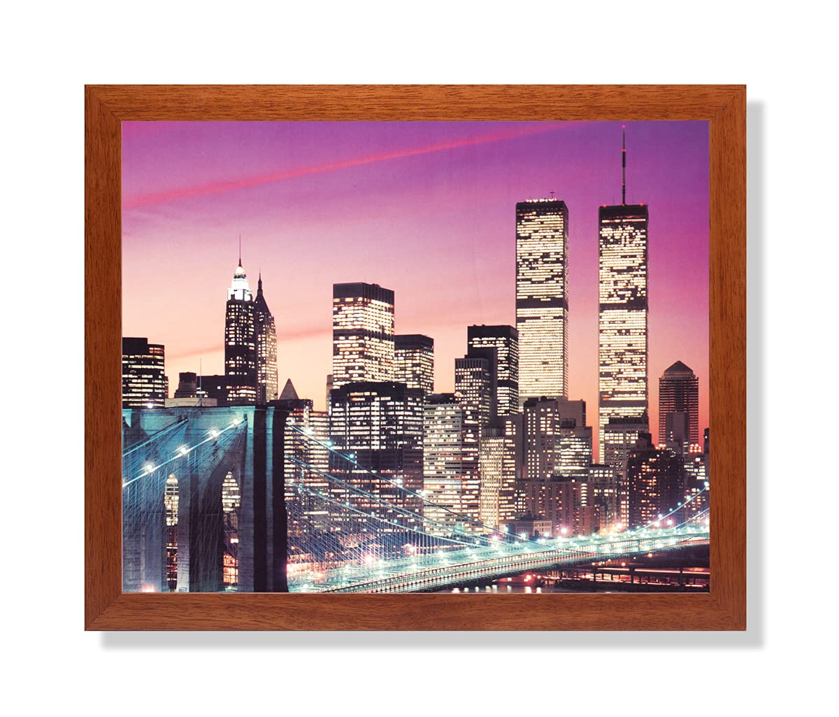版画　エッチング　New York   ツインタワー Amazon.com: Twin Towers at Dusk with Brooklyn Bridge New